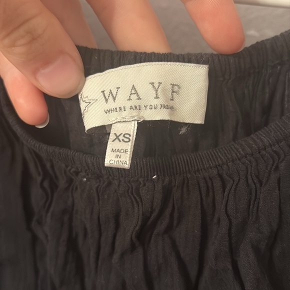 Wayf Black Puff Sleeve Blouse with Ruched Ruffles - Picture 3 of 4